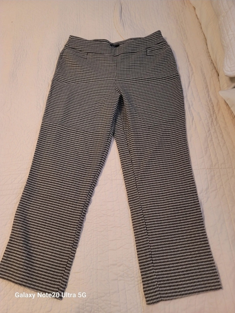 Kim Rogers Black & White Houndstooth Straight-Leg Trousers